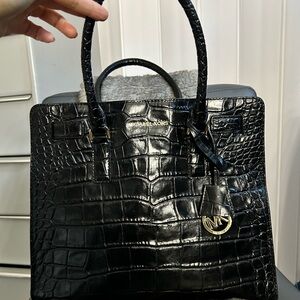 Michael Kors Black Croc Embossed Tote